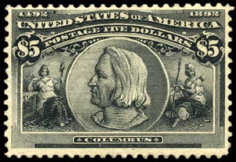 Price of US Stamps Scott Cat. # 245 - 1893 US$5.00 Columbian Exposition. Harmer-Schau Auction Galleries, Oct 2010, Sale 87, Lot 220