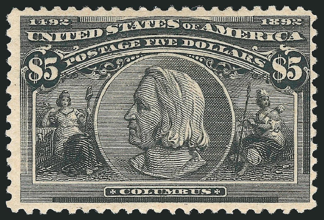 US Stamp Values Scott Cat. #245 - US$5.00 1893 Columbian Exposition. Robert Siegel Auction Galleries, Dec 2012, Sale 1037, Lot 1860