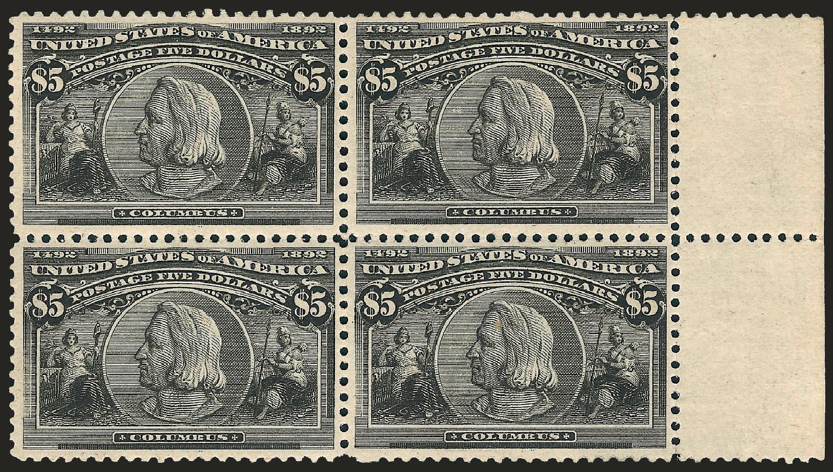 Values of US Stamps Scott Cat. 245 - US$5.00 1893 Columbian Exposition. Robert Siegel Auction Galleries, Dec 2008, Sale 967, Lot 4420