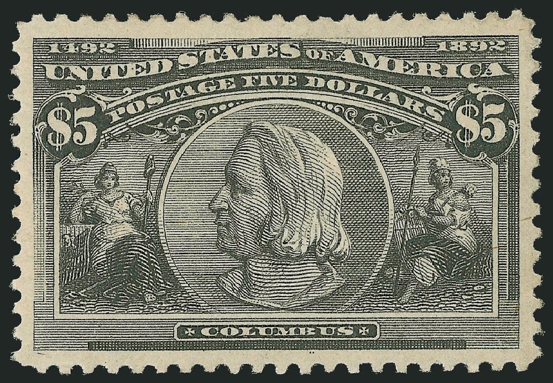 US Stamps Values Scott Catalog 245 - 1893 US$5.00 Columbian Exposition. Robert Siegel Auction Galleries, Oct 2010, Sale 997, Lot 5730