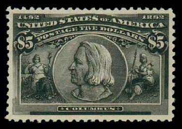 US Stamps Value Scott Cat. # 245 - US$5.00 1893 Columbian Exposition. Matthew Bennett International, Oct 2007, Sale 322, Lot 2101