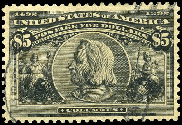 Cost of US Stamp Scott Catalogue # 245: US$5.00 1893 Columbian Exposition. Matthew Bennett International, Sep 2011, Sale 338, Lot 1881