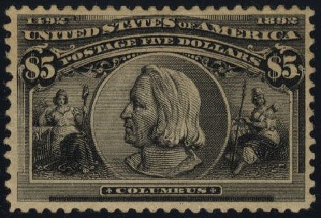 Value of US Stamps Scott Cat. 245: 1893 US$5.00 Columbian Exposition. Cherrystone Auctions, Mar 2008, Sale 200803, Lot 221