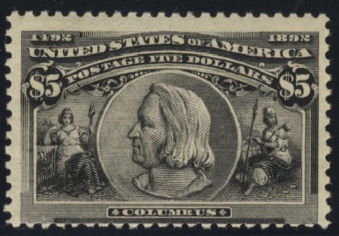 Cost of US Stamps Scott Catalog # 245 - US$5.00 1893 Columbian Exposition. Cherrystone Auctions, Jun 2012, Sale 201206, Lot 111