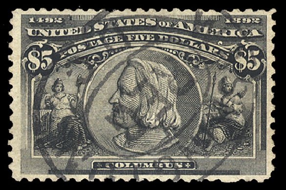 US Stamp Value Scott 245 - US$5.00 1893 Columbian Exposition. Cherrystone Auctions, Mar 2009, Sale 200903, Lot 174