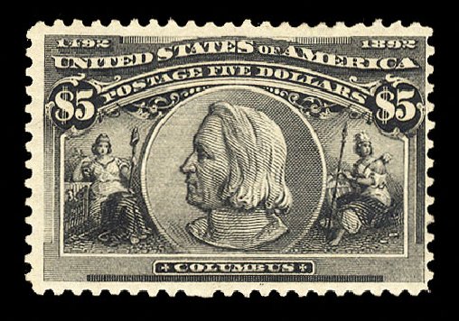 US Stamp Price Scott Catalog # 245: US$5.00 1893 Columbian Exposition. Cherrystone Auctions, Oct 2012, Sale 201210, Lot 114