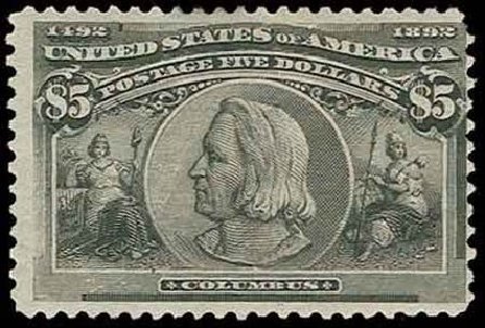 Value of US Stamp Scott # 245 - 1893 US$5.00 Columbian Exposition. H.R. Harmer, Nov 2013, Sale 3004, Lot 1184