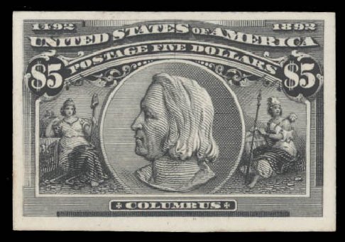 US Stamps Values Scott Catalog #245: US$5.00 1893 Columbian Exposition. Daniel Kelleher Auctions, Aug 2015, Sale 672, Lot 2514