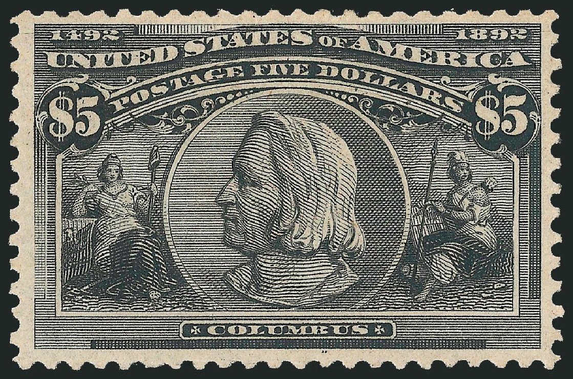 Costs of US Stamps Scott Cat. # 245: 1893 US$5.00 Columbian Exposition. Robert Siegel Auction Galleries, Nov 2013, Sale 1061, Lot 3734