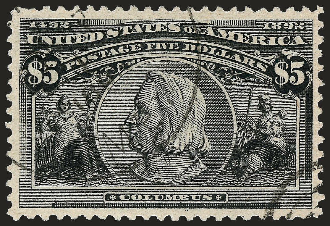 Cost of US Stamp Scott Cat. 245 - 1893 US$5.00 Columbian Exposition. Robert Siegel Auction Galleries, Oct 2008, Sale 963, Lot 874