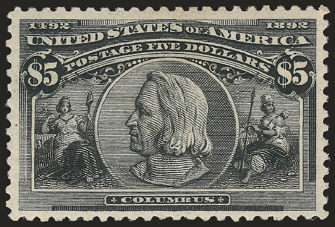 US Stamp Value Scott Cat. # 245: US$5.00 1893 Columbian Exposition. Robert Siegel Auction Galleries, Sep 2009, Sale 976, Lot 1724
