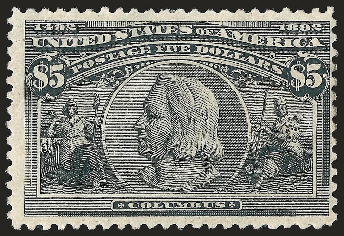 Cost of US Stamp Scott 245: US$5.00 1893 Columbian Exposition. Robert Siegel Auction Galleries, Jun 2010, Sale 992, Lot 2344