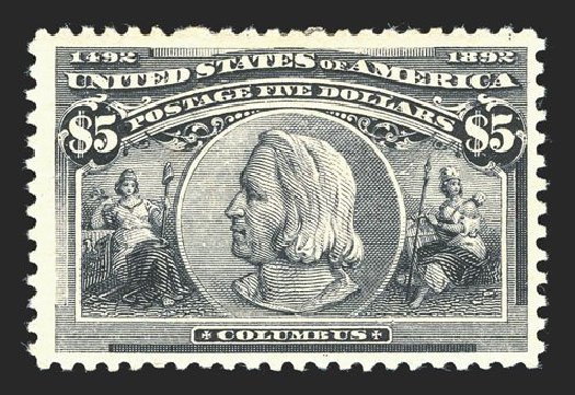 Costs of US Stamps Scott Cat. 245 - US$5.00 1893 Columbian Exposition. Spink Shreves Galleries, Mar 2013, Sale 142, Lot 254