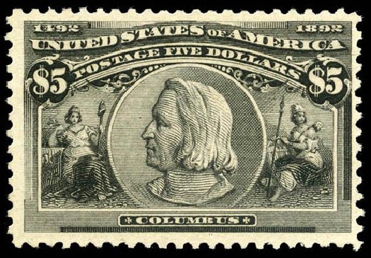 Prices of US Stamp Scott Catalogue #245 - 1893 US$5.00 Columbian Exposition. Matthew Bennett International, Apr 2008, Sale 326, Lot 235
