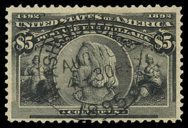 Prices of US Stamp Scott 245: 1893 US$5.00 Columbian Exposition. Matthew Bennett International, Mar 2011, Sale 337, Lot 2695
