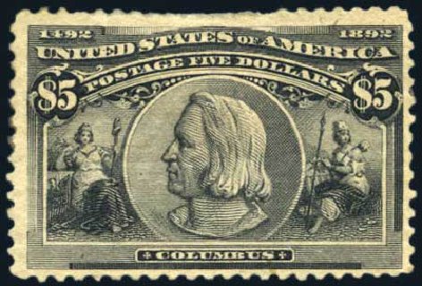 US Stamps Price Scott Catalog 245: 1893 US$5.00 Columbian Exposition. Harmer-Schau Auction Galleries, Aug 2011, Sale 90, Lot 1385