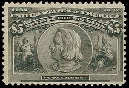 US Stamps Value Scott Cat. 245 - US$5.00 1893 Columbian Exposition. H.R. Harmer, Nov 2013, Sale 3004, Lot 1185