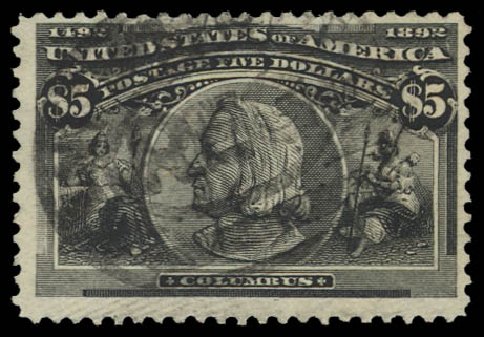 US Stamp Price Scott #245 - 1893 US$5.00 Columbian Exposition. Daniel Kelleher Auctions, Jul 2011, Sale 625, Lot 845