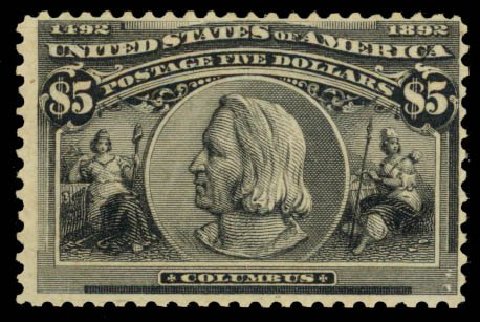 US Stamps Price Scott Catalogue #245 - US$5.00 1893 Columbian Exposition. Daniel Kelleher Auctions, Oct 2014, Sale 660, Lot 2245