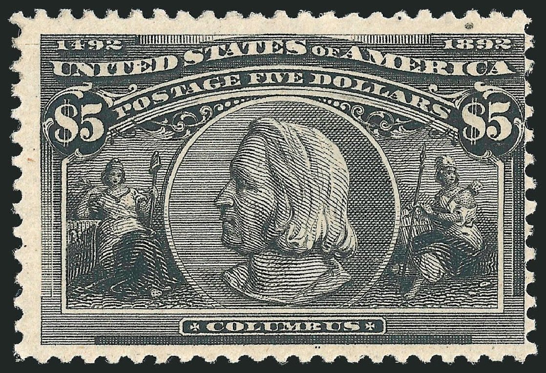 US Stamp Values Scott Cat. 245 - 1893 US$5.00 Columbian Exposition. Robert Siegel Auction Galleries, Nov 2013, Sale 1061, Lot 3735