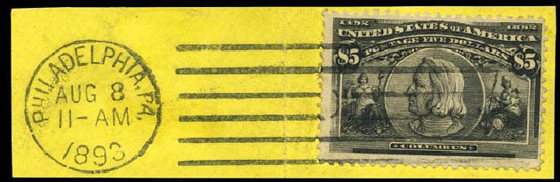 Costs of US Stamps Scott Catalog 245 - US$5.00 1893 Columbian Exposition. Matthew Bennett International, Sep 2011, Sale 338, Lot 1882