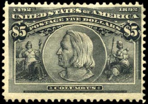 Value of US Stamps Scott Cat. 245 - 1893 US$5.00 Columbian Exposition. Harmer-Schau Auction Galleries, Oct 2010, Sale 87, Lot 222