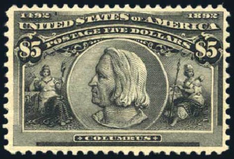 US Stamps Prices Scott # 245 - US$5.00 1893 Columbian Exposition. Harmer-Schau Auction Galleries, Aug 2011, Sale 90, Lot 1382