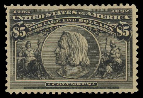 Prices of US Stamp Scott Catalogue #245: 1893 US$5.00 Columbian Exposition. Daniel Kelleher Auctions, Jul 2011, Sale 625, Lot 842