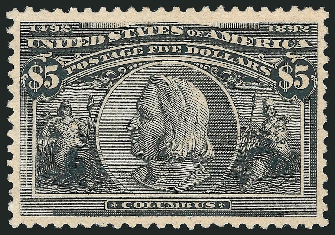 Costs of US Stamps Scott Cat. # 245 - 1893 US$5.00 Columbian Exposition. Robert Siegel Auction Galleries, Jul 2013, Sale 1050, Lot 392