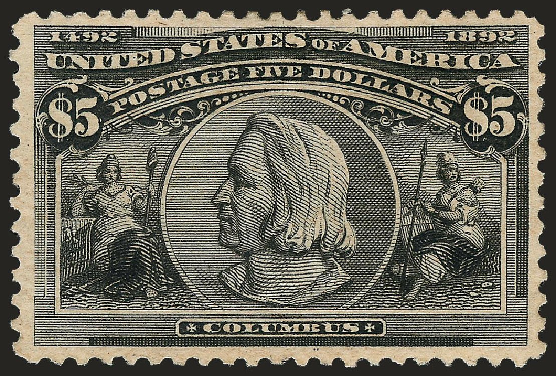 Values of US Stamp Scott Catalog #245 - 1893 US$5.00 Columbian Exposition. Robert Siegel Auction Galleries, Jun 2009, Sale 975, Lot 1552