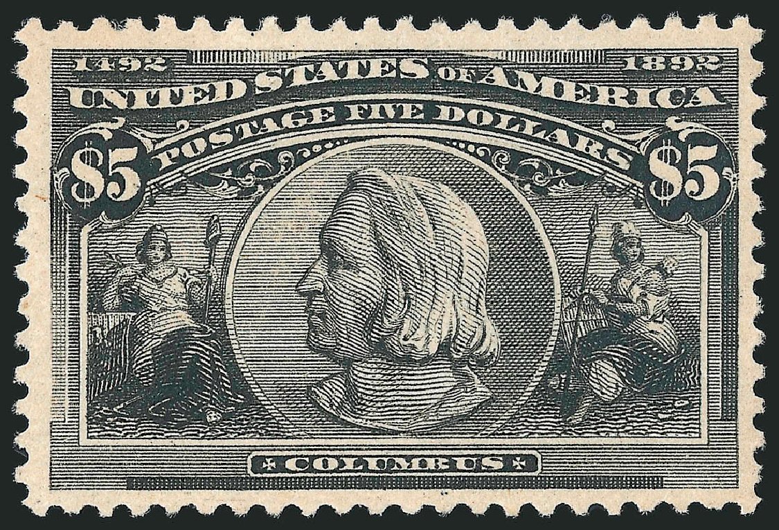 Values of US Stamp Scott Catalog # 245: US$5.00 1893 Columbian Exposition. Robert Siegel Auction Galleries, Sep 2009, Sale 976, Lot 1722