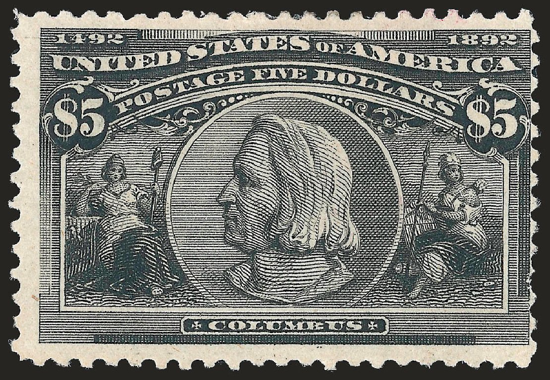 Cost of US Stamps Scott Catalogue 245: 1893 US$5.00 Columbian Exposition. Robert Siegel Auction Galleries, Jun 2010, Sale 992, Lot 2342
