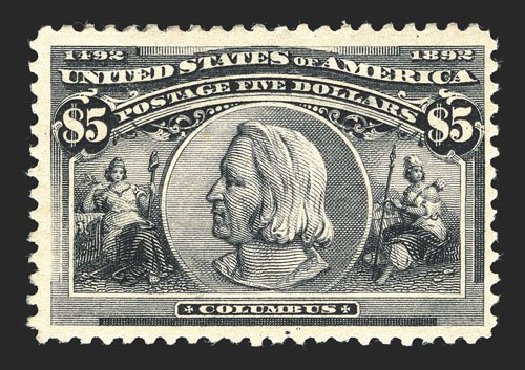 Prices of US Stamp Scott Cat. 245 - 1893 US$5.00 Columbian Exposition. Spink Shreves Galleries, Mar 2013, Sale 142, Lot 252