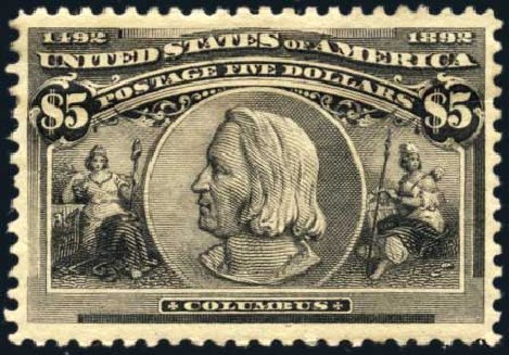 Prices of US Stamps Scott #245: US$5.00 1893 Columbian Exposition. Harmer-Schau Auction Galleries, Feb 2009, Sale 80, Lot 1223