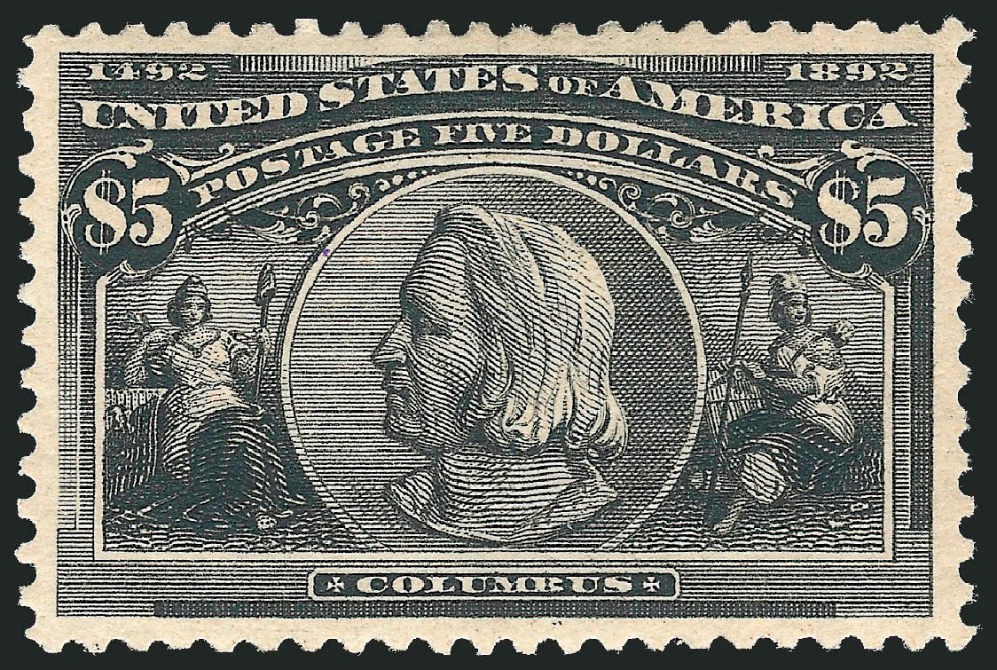 US Stamps Values Scott Catalogue #245 - 1893 US$5.00 Columbian Exposition. Robert Siegel Auction Galleries, Jun 2012, Sale 1025, Lot 193