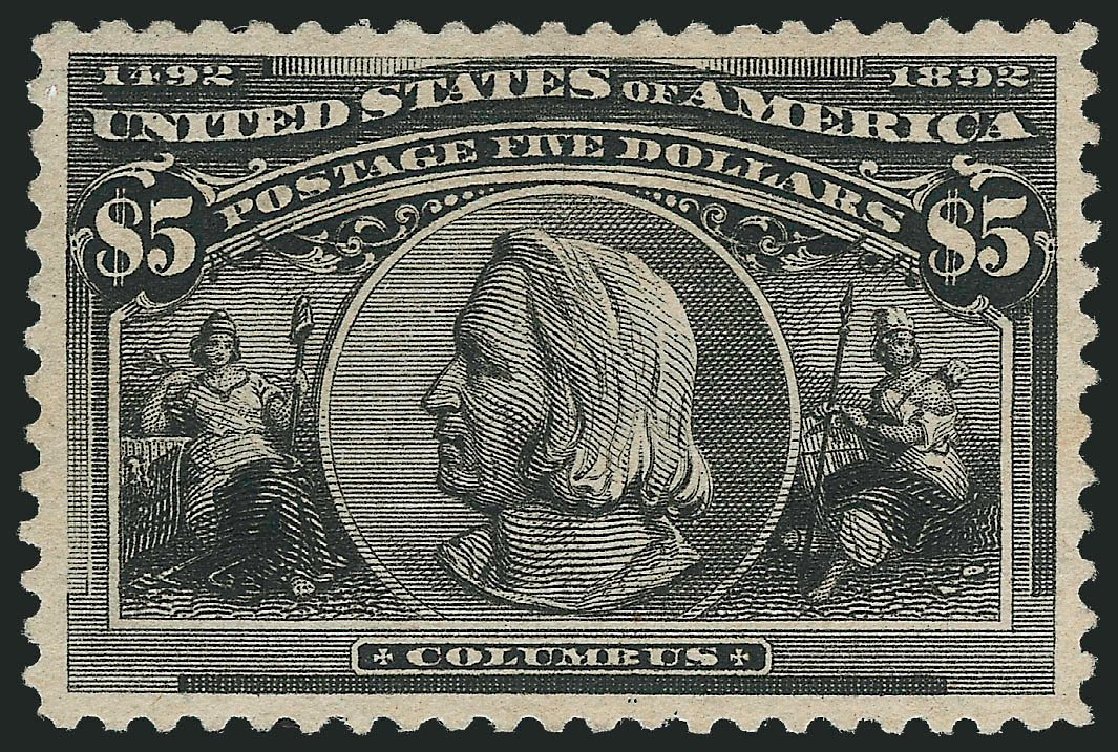 US Stamps Value Scott Cat. #245: 1893 US$5.00 Columbian Exposition. Robert Siegel Auction Galleries, Nov 2013, Sale 1057, Lot 833