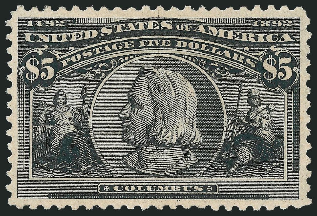 Values of US Stamp Scott Cat. 245: 1893 US$5.00 Columbian Exposition. Robert Siegel Auction Galleries, Nov 2013, Sale 1061, Lot 3733