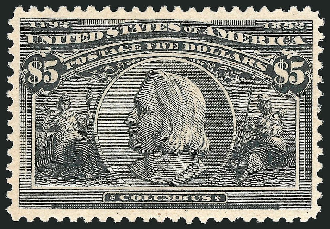 Cost of US Stamp Scott Catalogue #245: US$5.00 1893 Columbian Exposition. Robert Siegel Auction Galleries, Jul 2014, Sale 1077, Lot 183