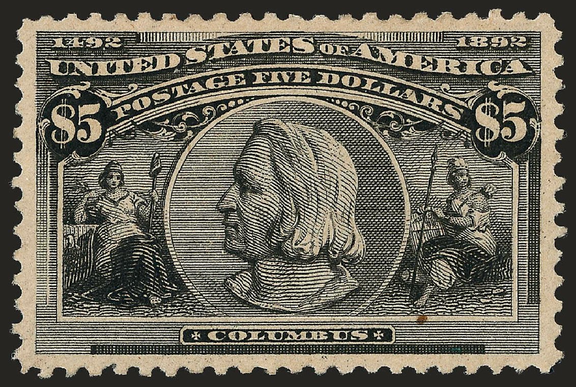 US Stamps Prices Scott Catalogue # 245: US$5.00 1893 Columbian Exposition. Robert Siegel Auction Galleries, Oct 2008, Sale 963, Lot 873
