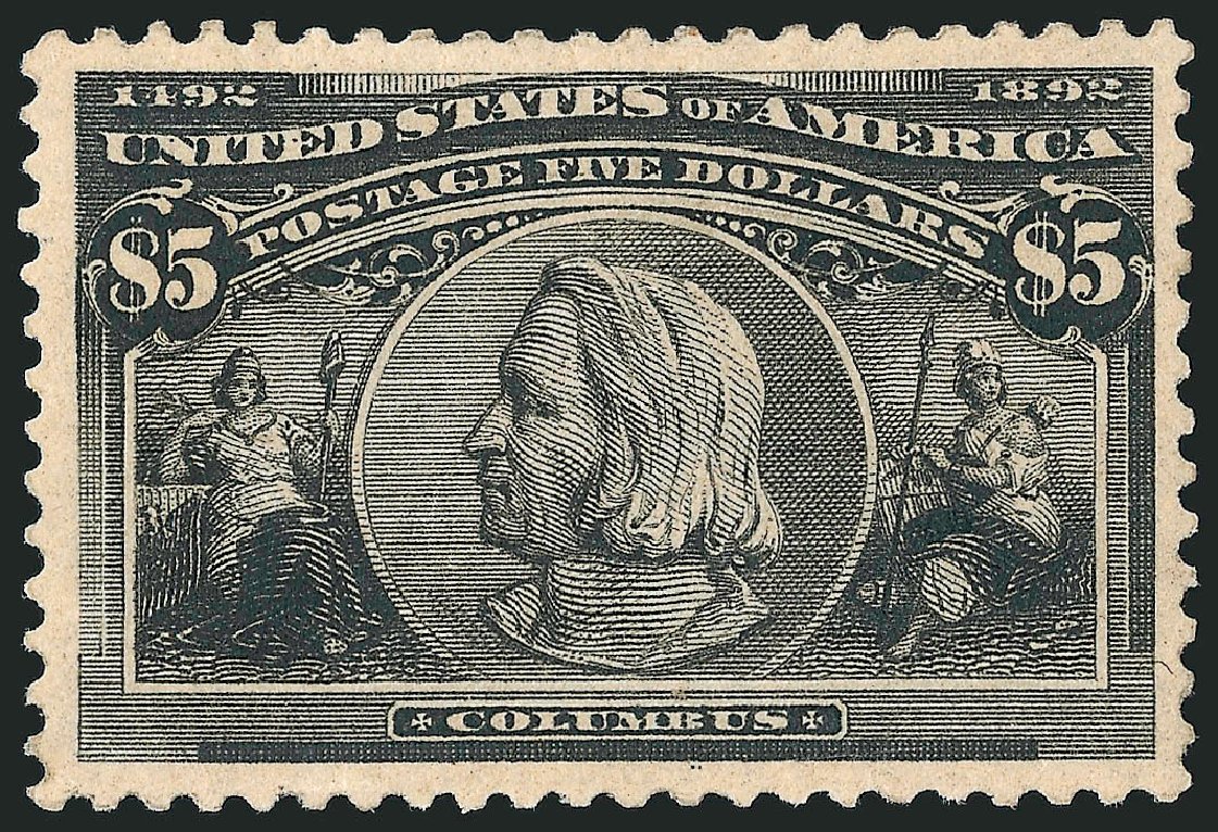 Value of US Stamps Scott Cat. # 245: US$5.00 1893 Columbian Exposition. Robert Siegel Auction Galleries, Sep 2009, Sale 976, Lot 1723