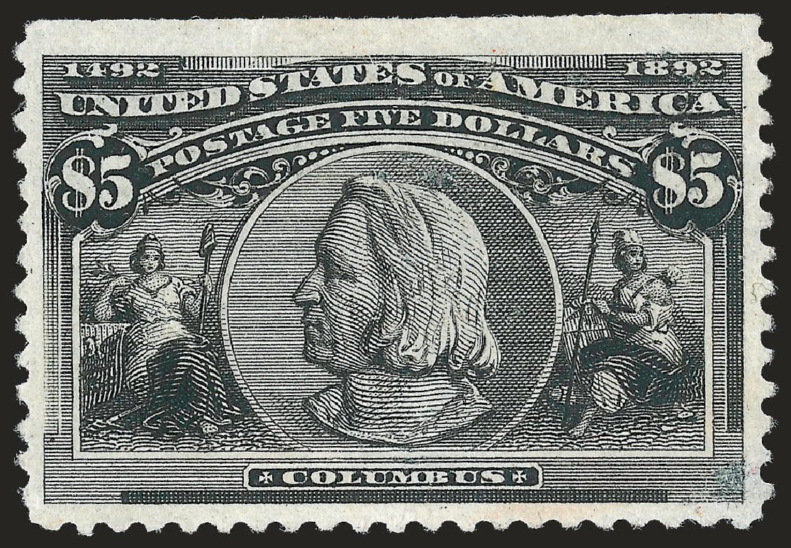 Prices of US Stamp Scott Catalog 245: 1893 US$5.00 Columbian Exposition. Robert Siegel Auction Galleries, Apr 2010, Sale 984, Lot 623