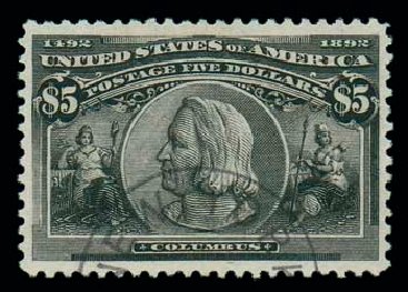 Values of US Stamp Scott Cat. # 245 - 1893 US$5.00 Columbian Exposition. Matthew Bennett International, Dec 2007, Sale 323, Lot 466