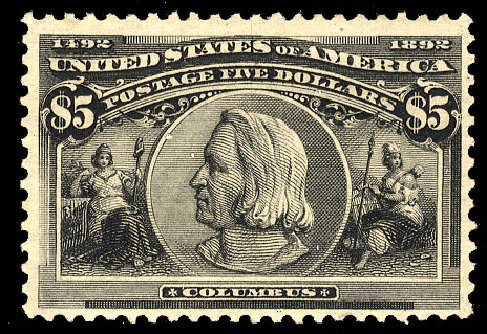 US Stamp Value Scott Cat. 245 - US$5.00 1893 Columbian Exposition. Cherrystone Auctions, Jun 2009, Sale 200906, Lot 106