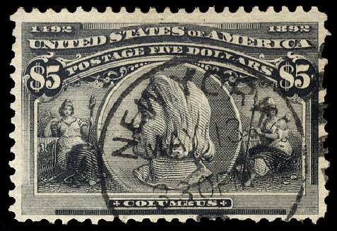 US Stamps Price Scott Catalog # 245 - US$5.00 1893 Columbian Exposition. Cherrystone Auctions, May 2013, Sale 201305, Lot 96