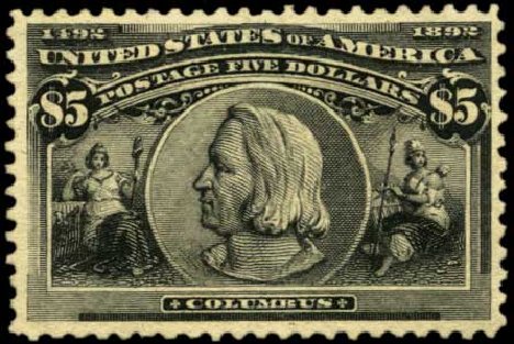 US Stamp Price Scott # 245: US$5.00 1893 Columbian Exposition. Harmer-Schau Auction Galleries, Feb 2012, Sale 92, Lot 1016