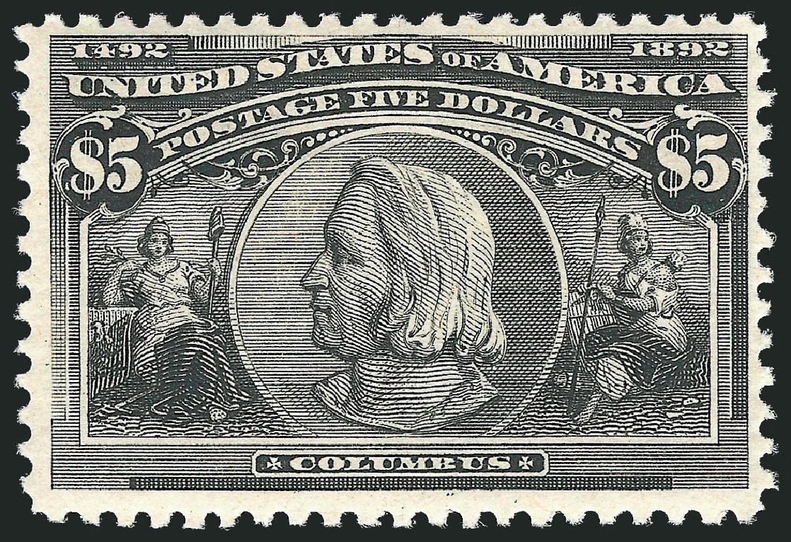 Values of US Stamps Scott 245 - 1893 US$5.00 Columbian Exposition. Robert Siegel Auction Galleries, Mar 2011, Sale 1007, Lot 2456