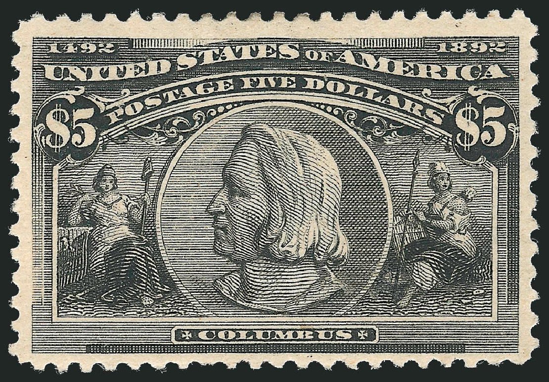 Values of US Stamps Scott Catalog #245: 1893 US$5.00 Columbian Exposition. Robert Siegel Auction Galleries, Oct 2011, Sale 1014, Lot 1566
