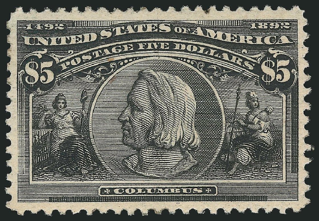 Value of US Stamp Scott # 245 - US$5.00 1893 Columbian Exposition. Robert Siegel Auction Galleries, Nov 2013, Sale 1061, Lot 3736