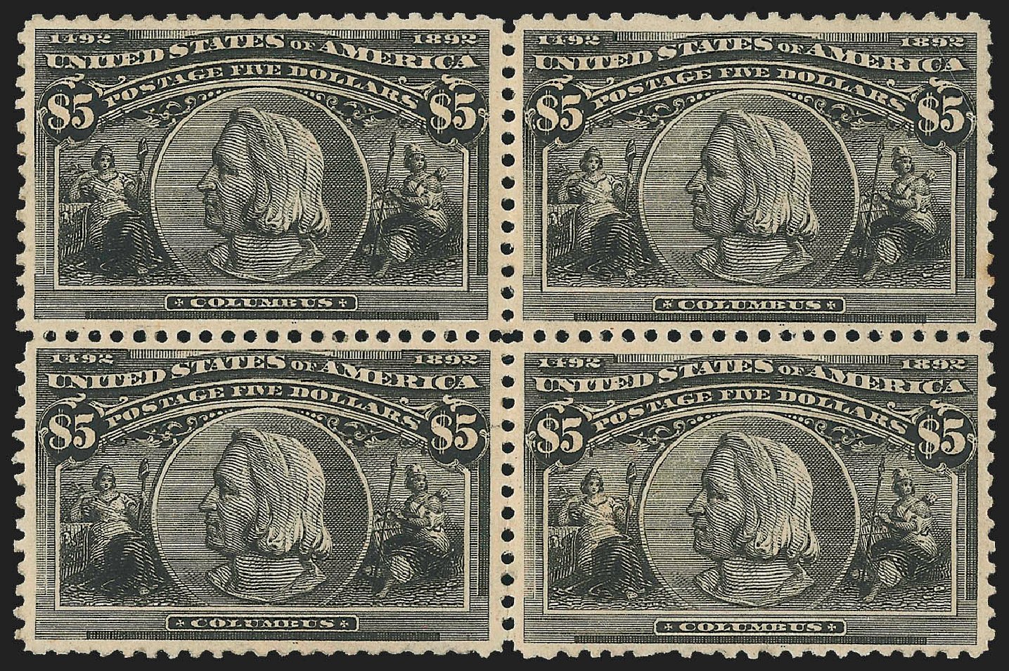 Values of US Stamp Scott Cat. #245 - 1893 US$5.00 Columbian Exposition. Robert Siegel Auction Galleries, Jul 2015, Sale 1107, Lot 346