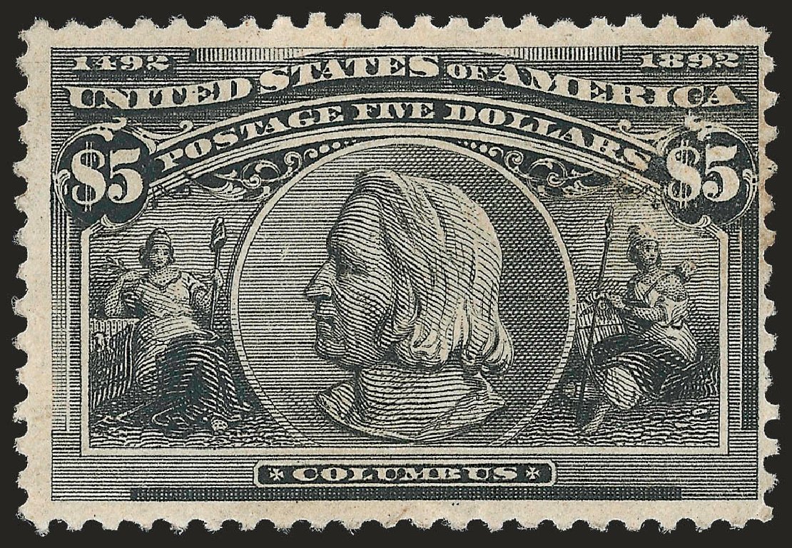Cost of US Stamps Scott Catalog #245: 1893 US$5.00 Columbian Exposition. Robert Siegel Auction Galleries, Sep 2009, Sale 976, Lot 1726